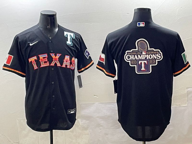 Men Texas Rangers Blank Black Mexico Game 2025 Nike MLB Jersey style 11